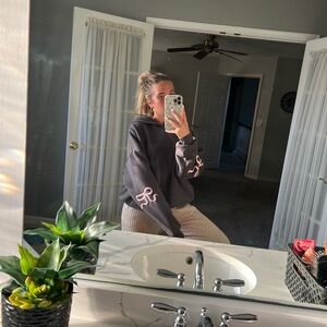 Edikted Charcoal Sweatshirt with Pink Accents